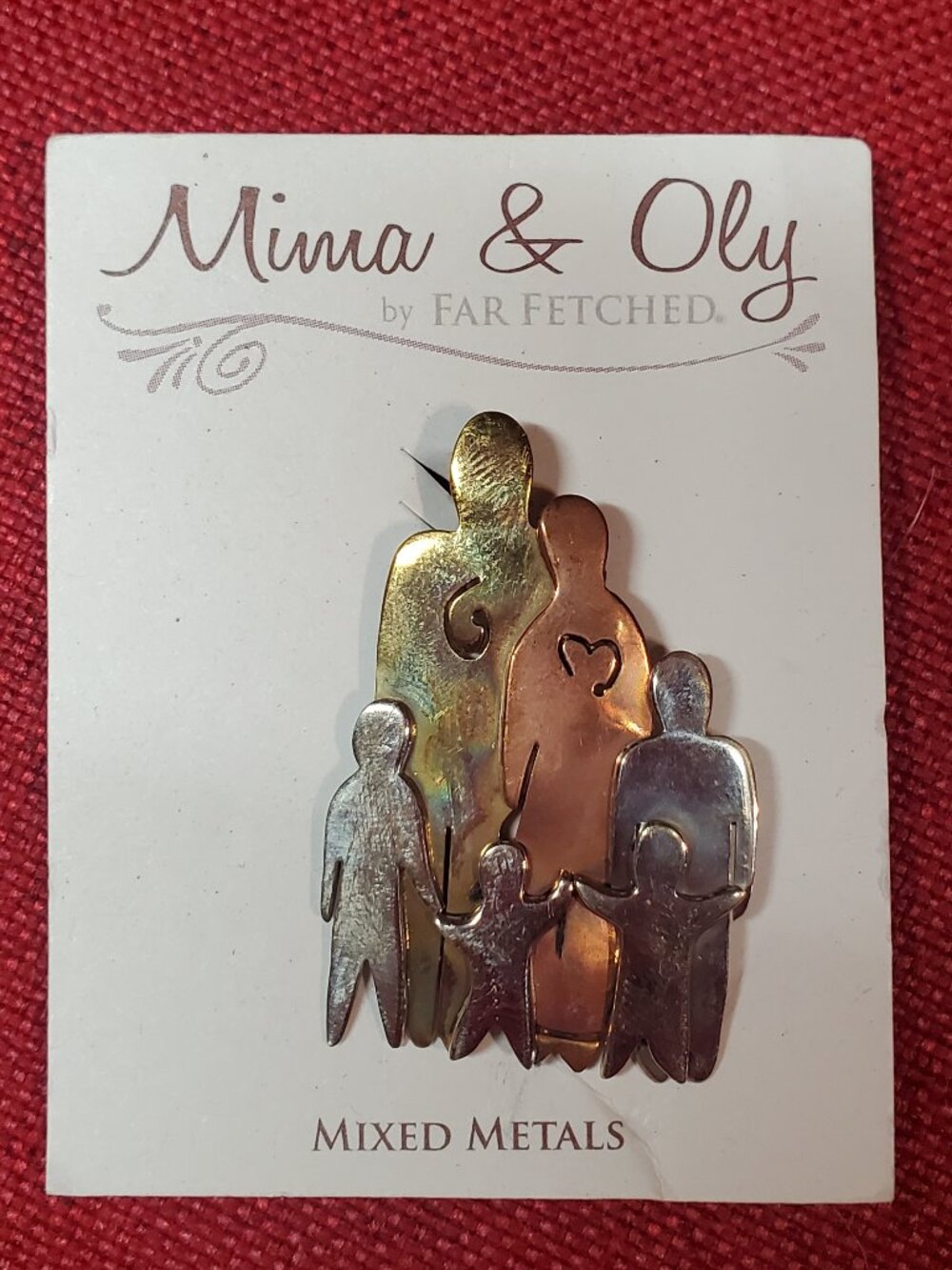 NIP Mima & Oly by Far Fetched Mixed Metal Family Pin Brooch